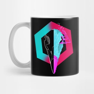 New Retro Wave Hawk Skull Pixelart Mug